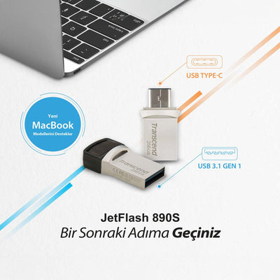 Transcend TS256GJF890S 256GB Type-A&C OTG USB3.1 Flash Bellek