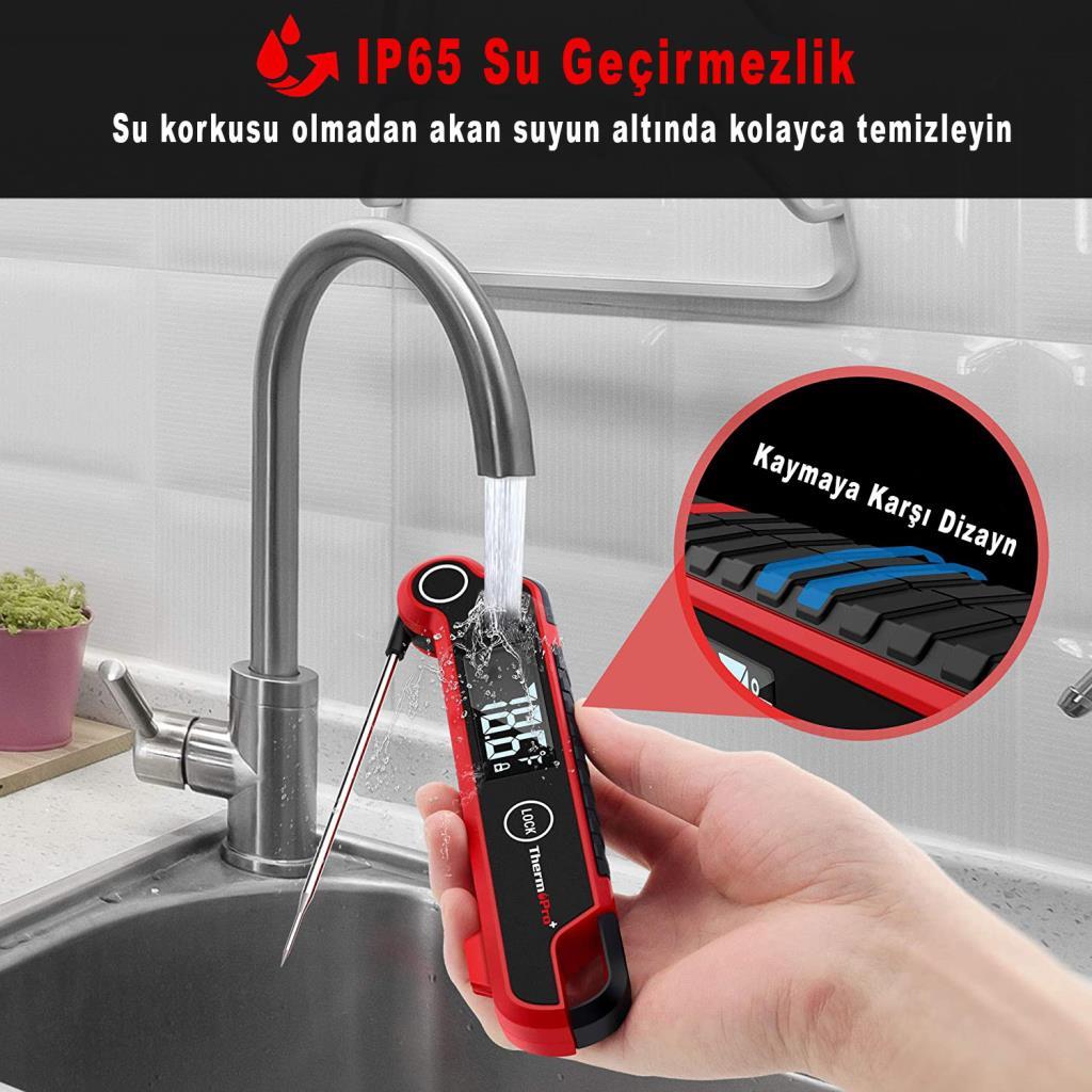 Thermopro TP620 Su Geçirmez Katlanabilir LED Ekranlı Gıda Pişirme Termometresi