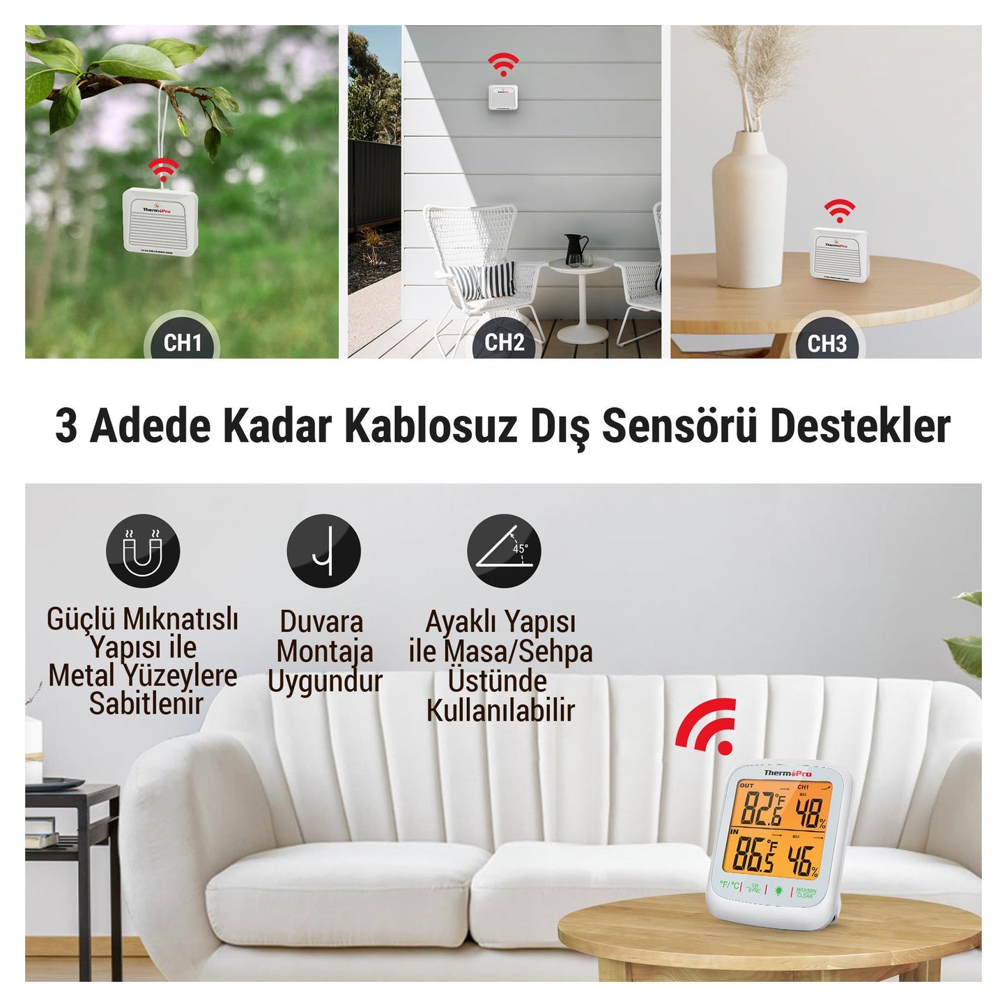 ThermoPro TP260B Mini Iç Mekan Dijital Sıcaklık ve Nem Ölçer Termometre