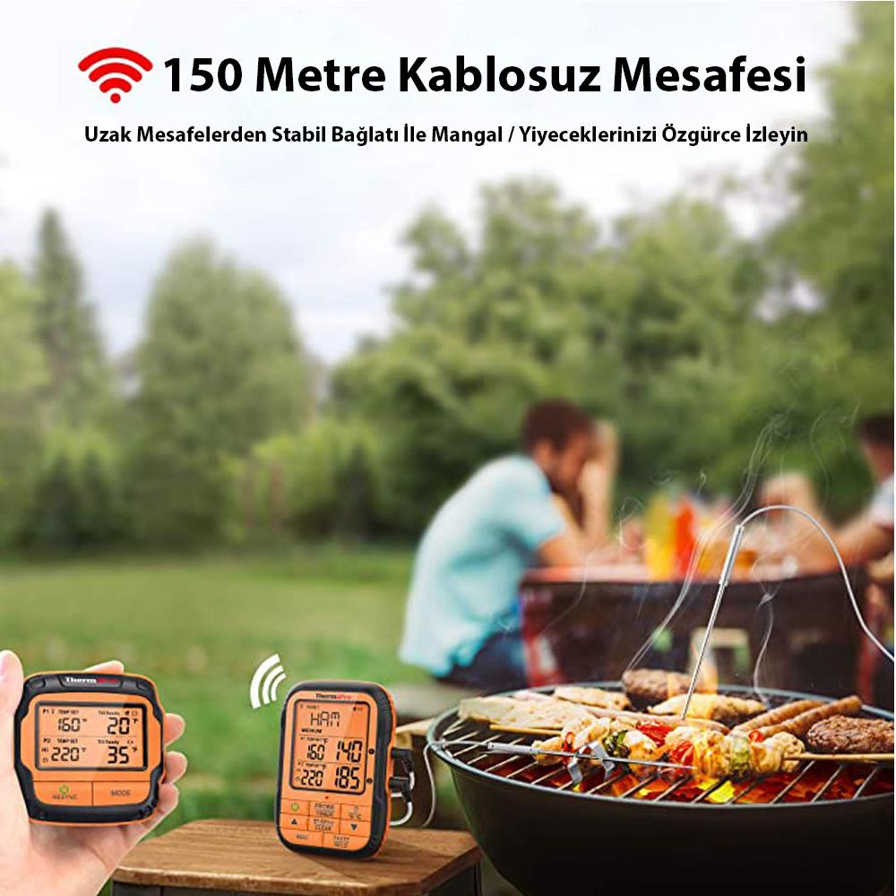 ThermoPro TP28 150m Mesafeli Kablosuz Profesyonel Saplama Gıda ve Izgara Termometresi