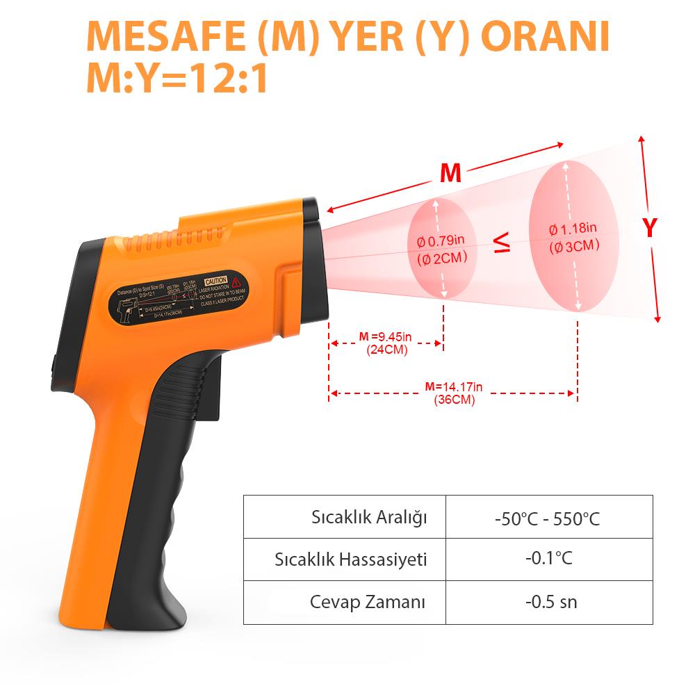 ThermoPro TP30 Endüstriyel Kızılötesi Katı-Sıvı Sıcaklık Ölçer