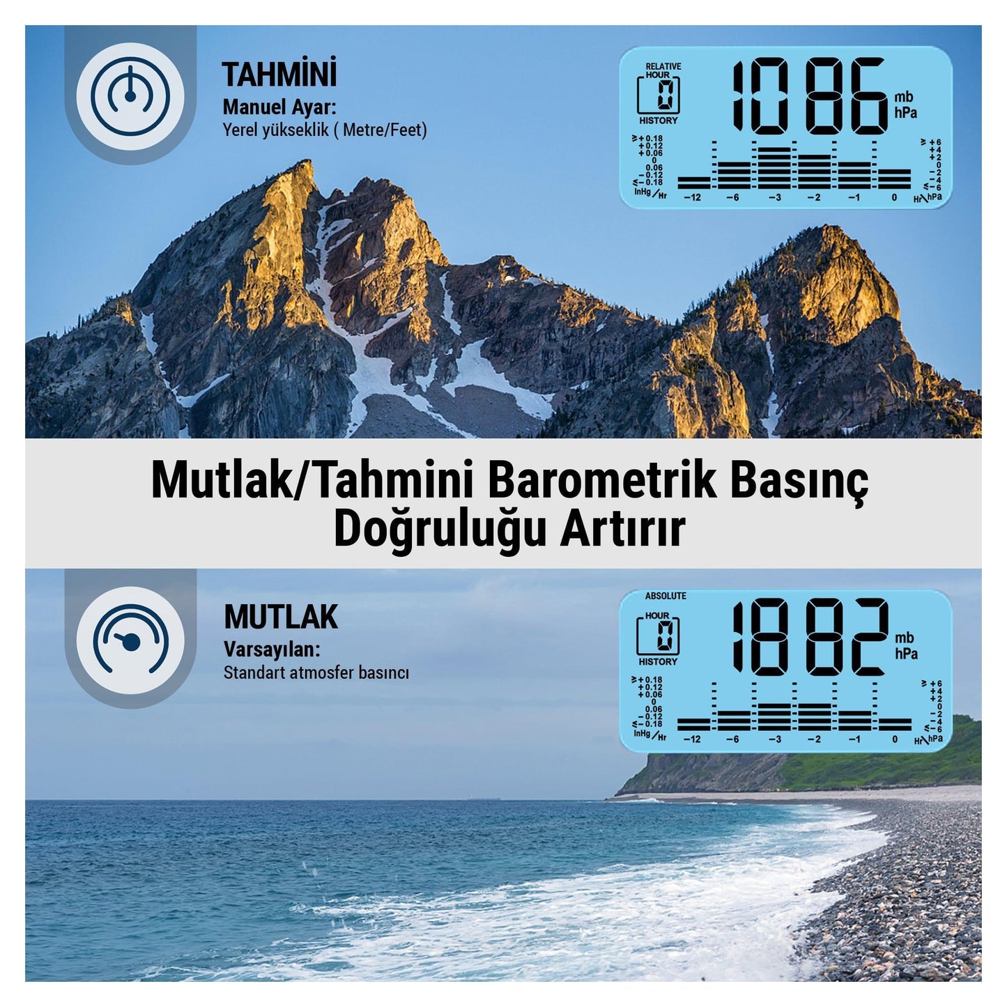 ThermoPro TP280B 7" Wi-Fi İç ve Dış Mekan Dijital Sıcaklık, Nem, Basınç Ölçer ve Hava Tahmin istasyonu