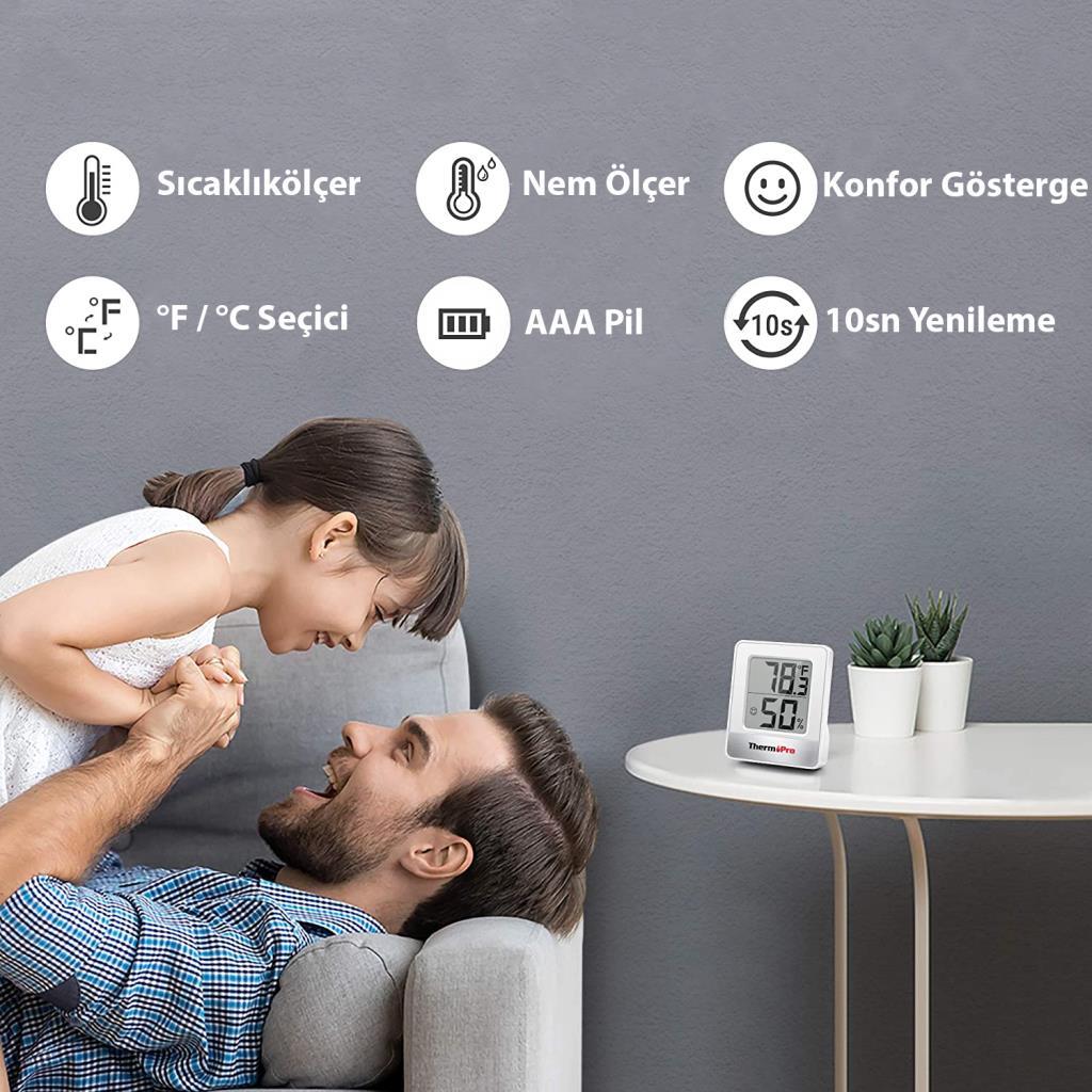 ThermoPro TP49W Mini İç Mekan Dijital Sıcaklık ve Nem Ölçer Termometre