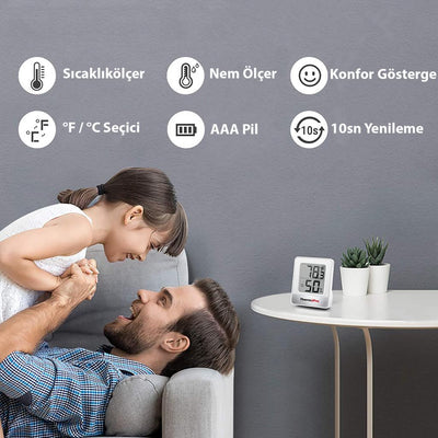 ThermoPro TP49W Mini İç Mekan Dijital Sıcaklık ve Nem Ölçer Termometre