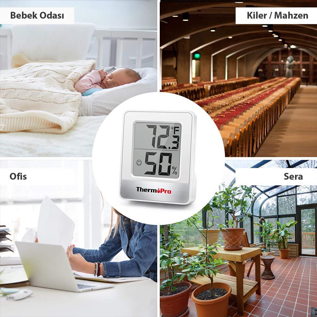 ThermoPro TP49W Mini İç Mekan Dijital Sıcaklık ve Nem Ölçer Termometre