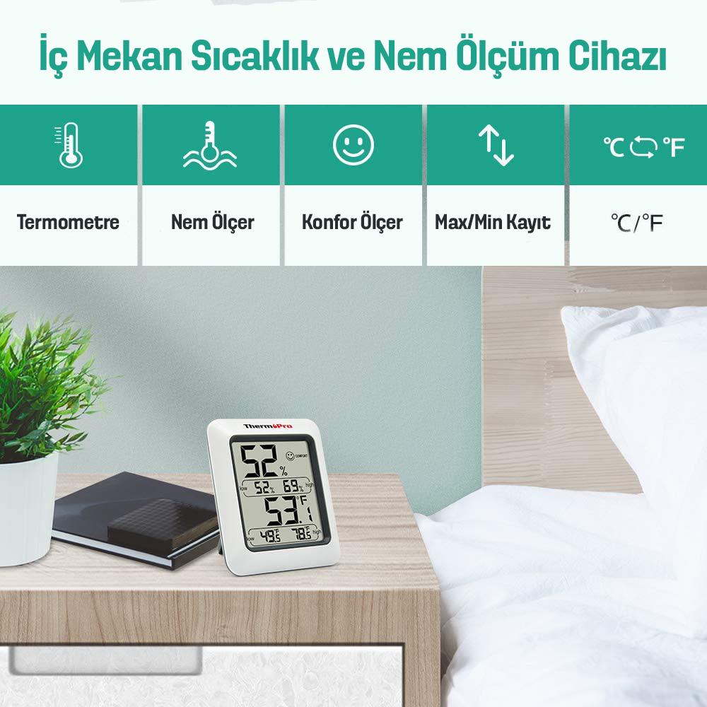 ThermoPro TP50 Termometre İç Mekan Dijital Sıcaklık ve Nem Ölçer