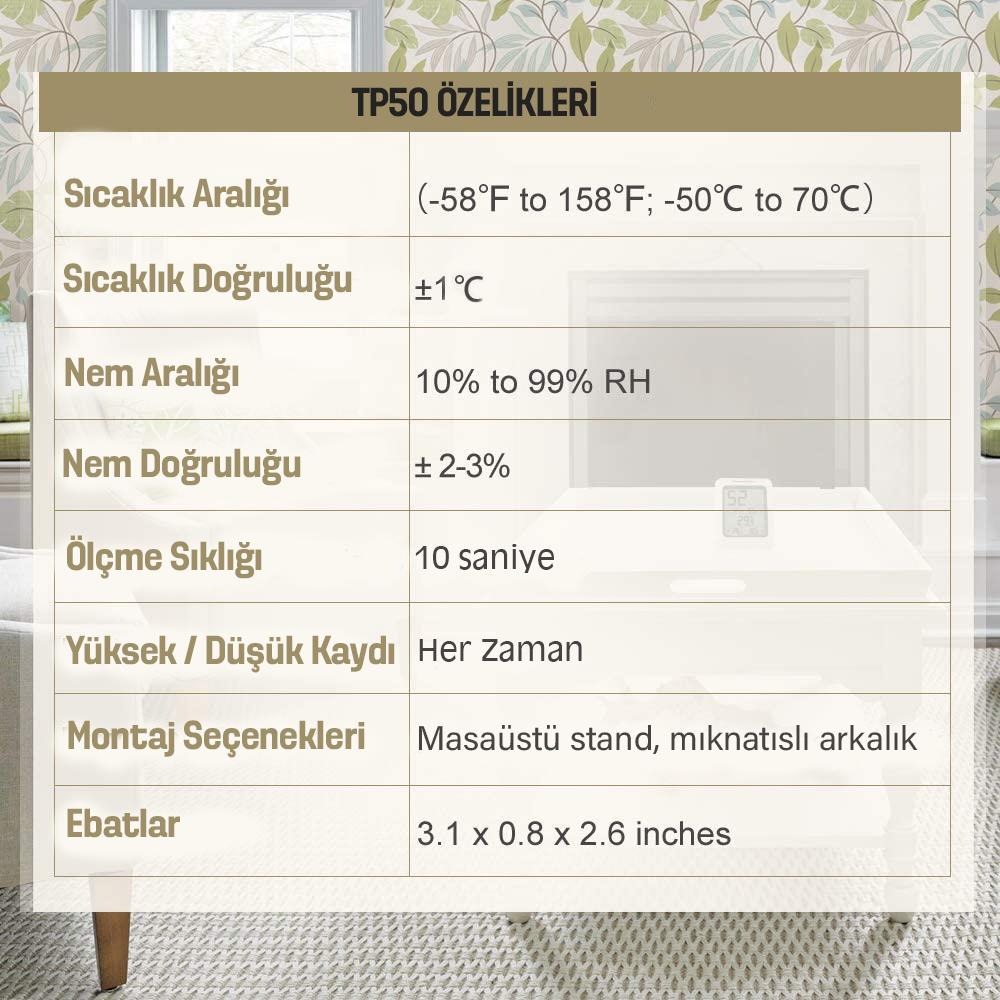 ThermoPro TP50 Termometre İç Mekan Dijital Sıcaklık ve Nem Ölçer