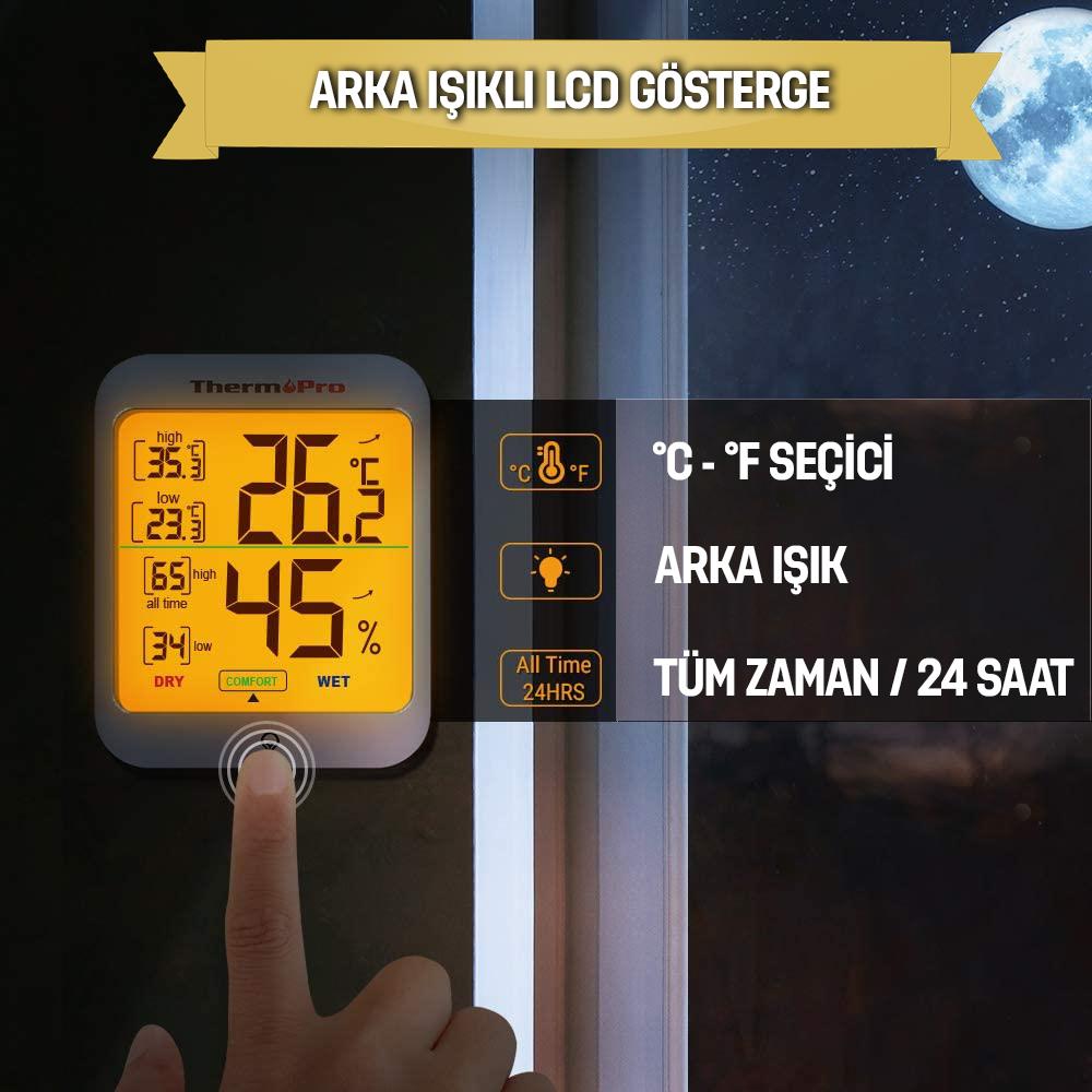 ThermoPro TP53 Termometre İç Mekan Dijital Sıcaklık ve Nem Ölçer
