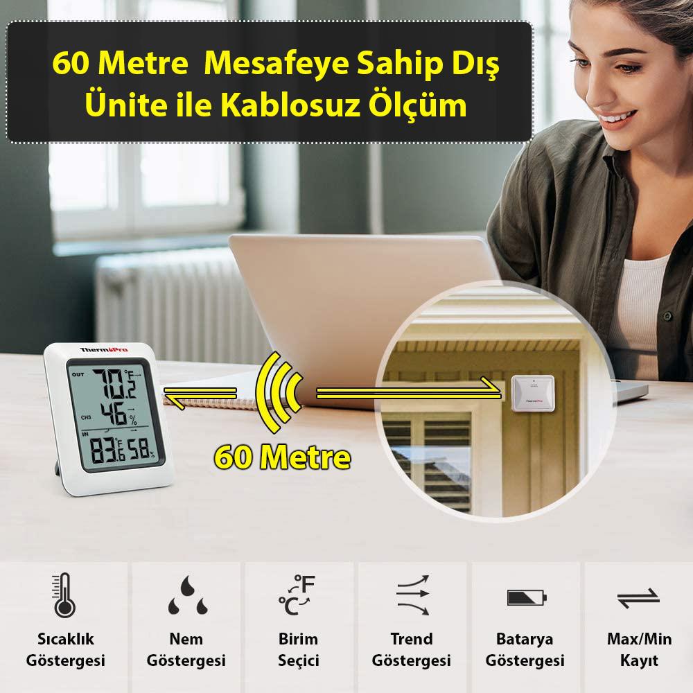 ThermoPro TP60C Wifi İç-Dış Mekan Dijital Sıcaklık ve Nem Ölçer