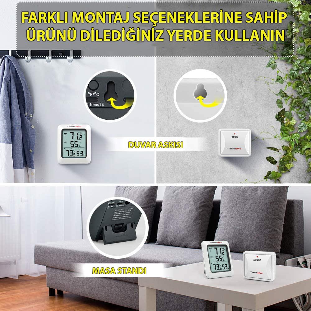ThermoPro TP60C Wifi İç-Dış Mekan Dijital Sıcaklık ve Nem Ölçer
