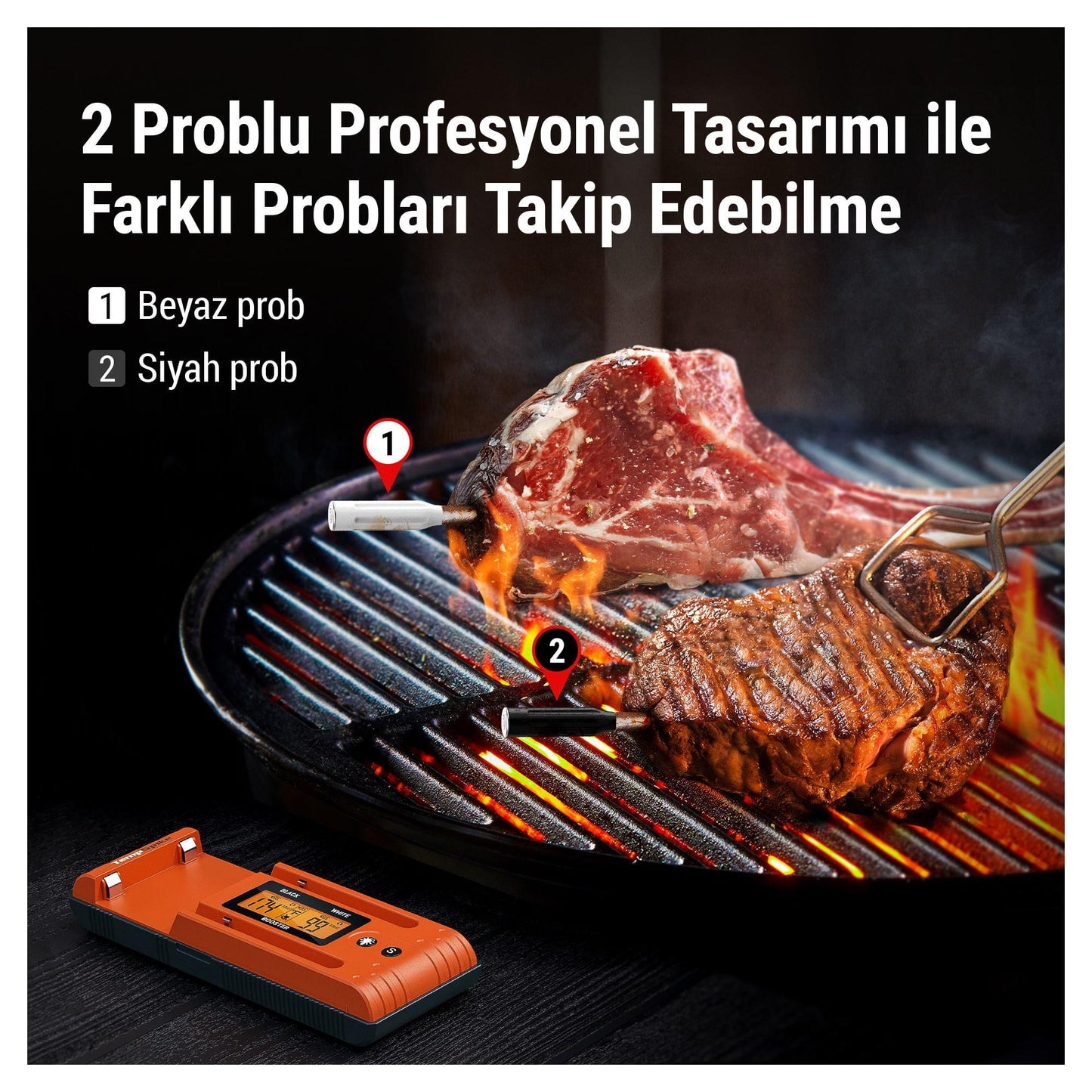 ThermoPro TP962 Bluetooth, Digital,Çift Problu Profesyonel Et Termometresi
