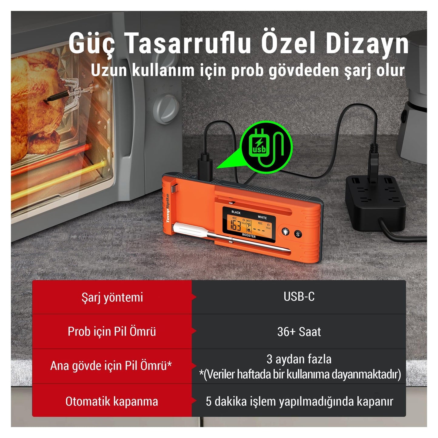 ThermoPro TP962 Bluetooth, Digital,Çift Problu Profesyonel Et Termometresi