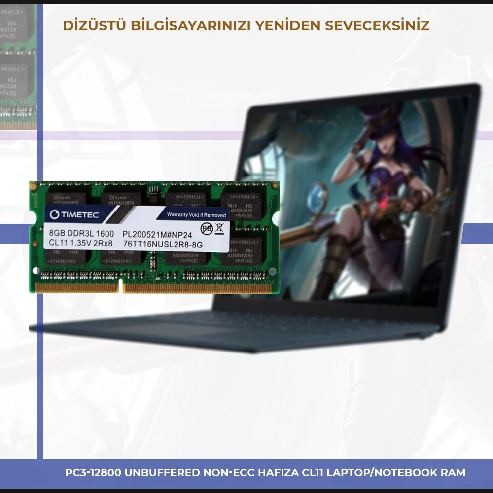Timetec 76TT16NUSL2R8-8G 8 GB DDR3L 1600 MHz CL11 Notebook Ram