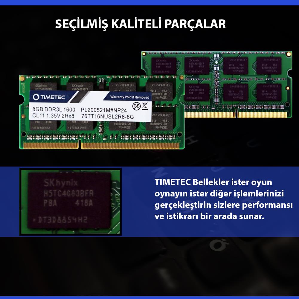 Timetec 76TT16NUSL2R8-8G 8 GB DDR3L 1600 MHz CL11 Notebook Ram