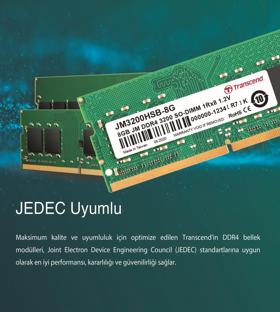 Transcend JM3200HSB-8G 8GB DDR4 3200Mhz CL22 1.2V Notebook Ram
