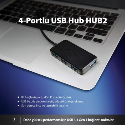 Transcend TS-HUB2K USB 3.1 Gen 1, USB A to 4 Port USB Çoklayıcı HUB