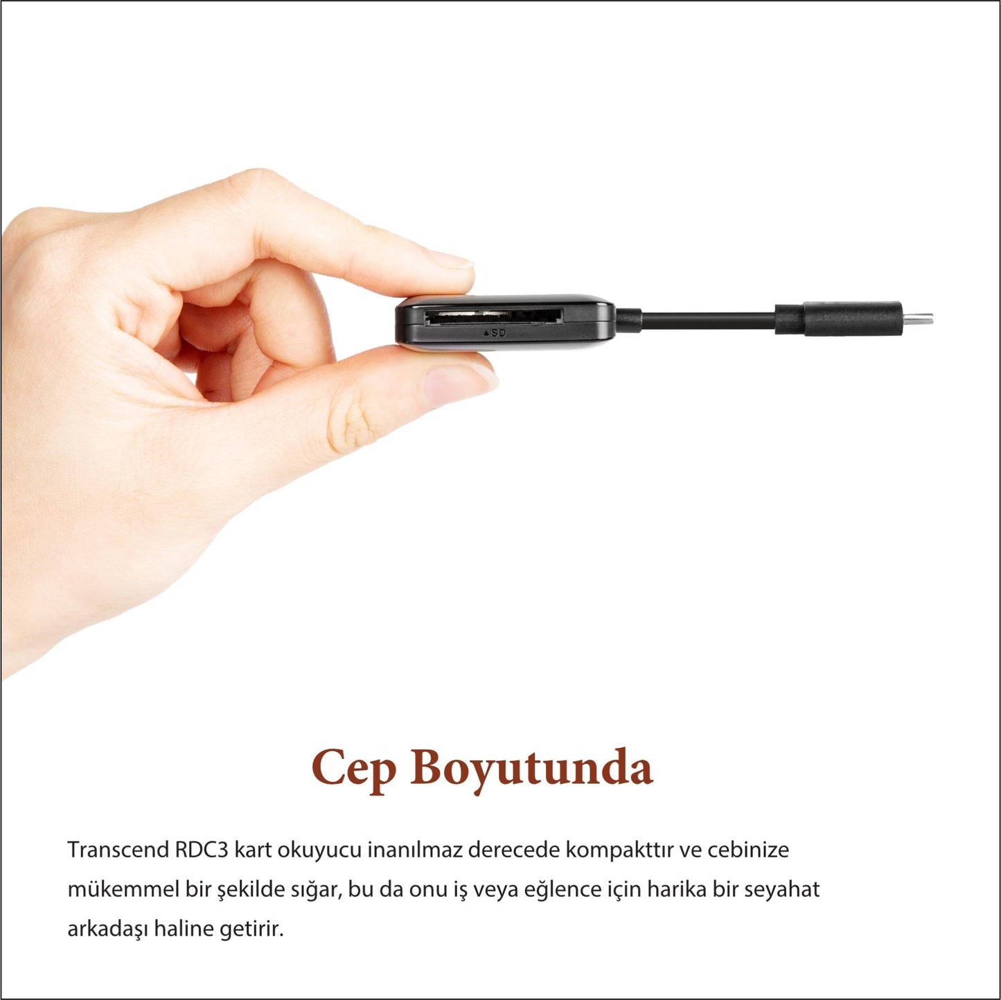 Transcend TS-RDC3 SD/microSD, USB 3.2 Gen 1, Siyah, Type C Kart Okuyucu