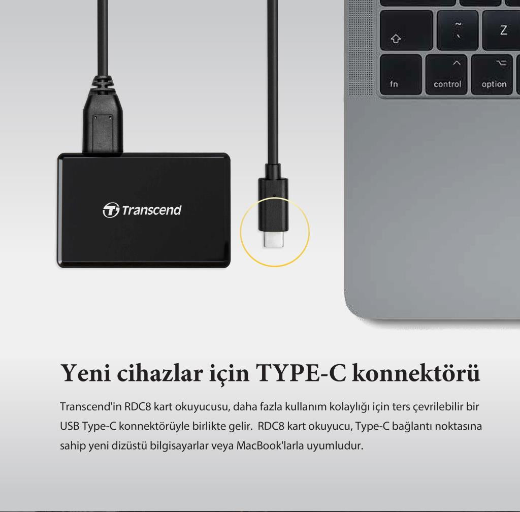 Transcend TS-RDC8K2 CF/SD/SDHC/SDXC/microSD Type-C Çoklu Kart Okuyucu