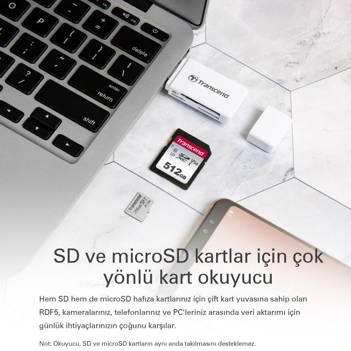 Transcend TS-RDF5R SD/microSD USB 3.1 Kart Okuyucu Pembe