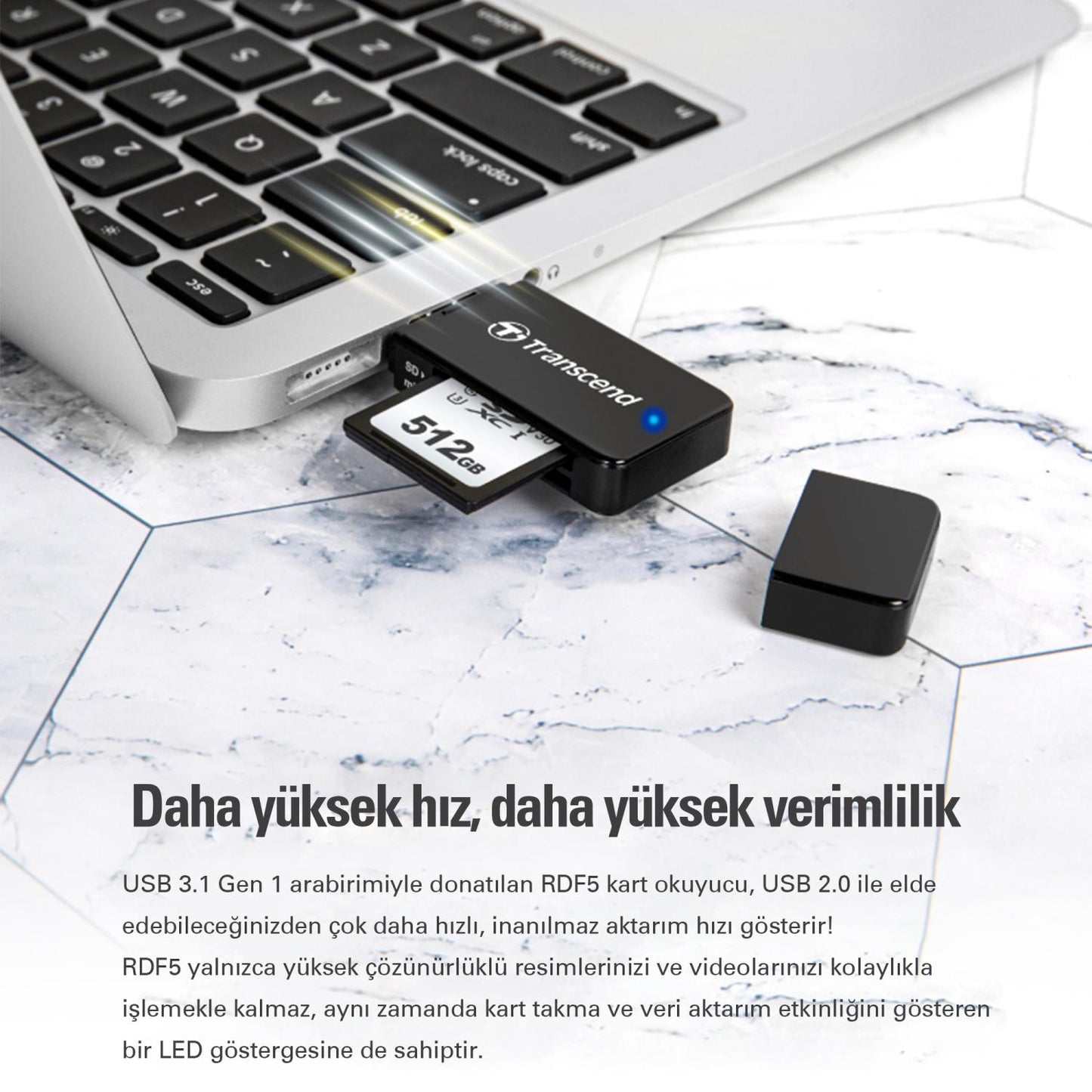 Transcend TS-RDF5R SD/microSD USB 3.1 Kart Okuyucu Pembe
