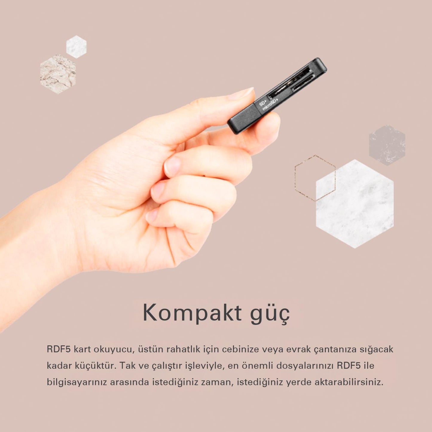 Transcend TS-RDF5R SD/microSD USB 3.1 Kart Okuyucu Pembe