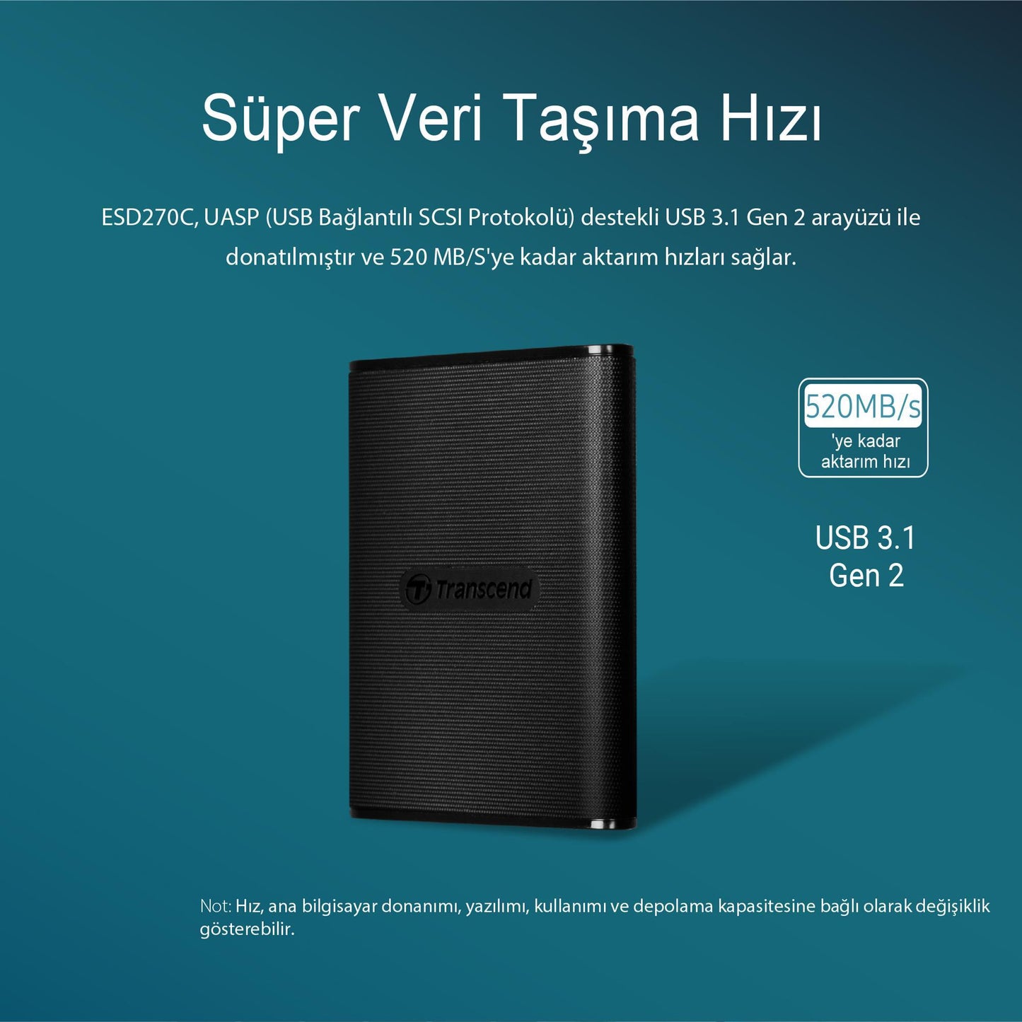 Transcend TS1TESD270C 1TB, External SSD, ESD270C,USB 3.1 Gen 2, Type C