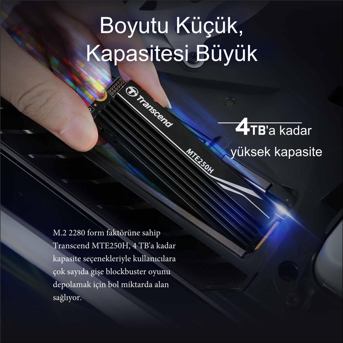 Transcend TS1TMTE250H 1TB M.2 2280 Gen4x4 NVMe Metal Soğutuculu SSD