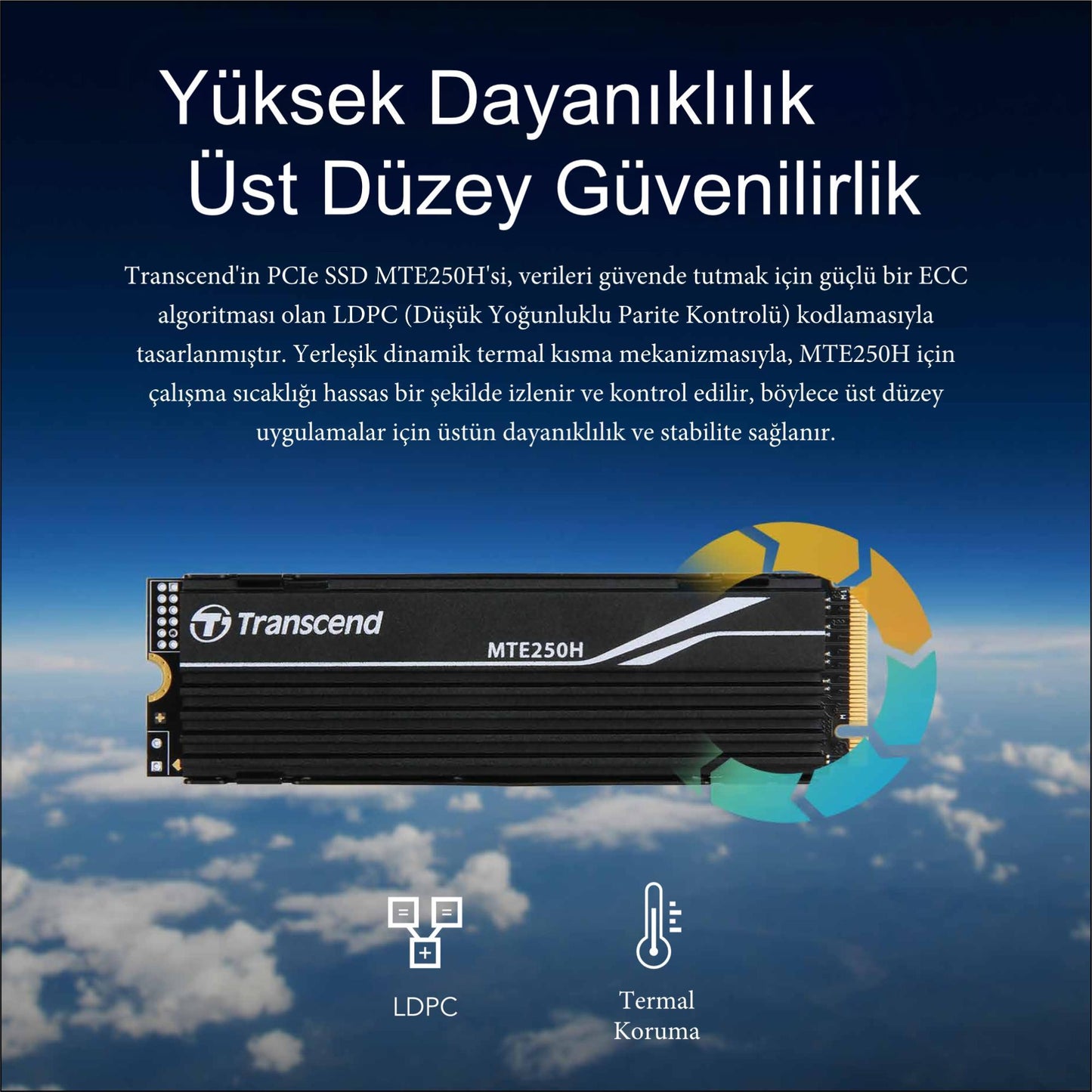 Transcend TS1TMTE250H 1TB M.2 2280 Gen4x4 NVMe Metal Soğutuculu SSD