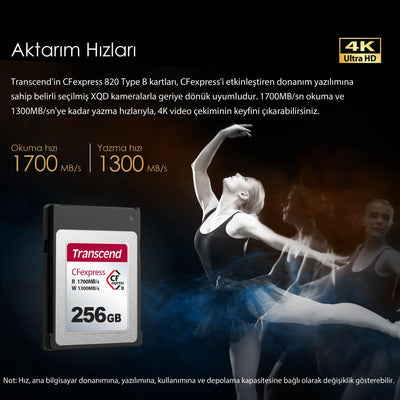 Transcend TS256GCFE820 256GB CFExpress Hafıza Kartı