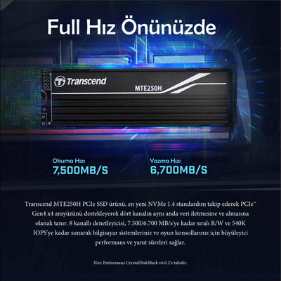Transcend TS4TMTE250H 4TB M.2 2280 Gen4x4 NVMe Metal Soğutuculu SSD