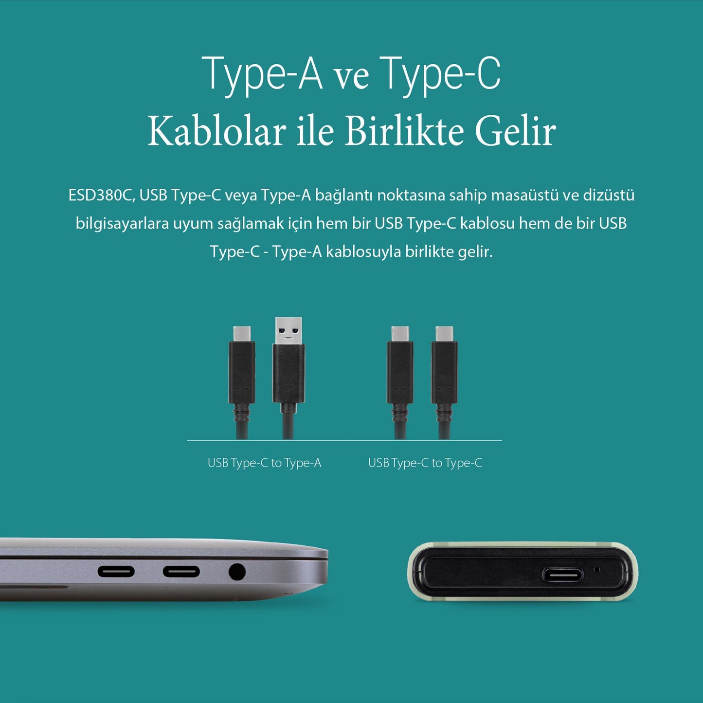 Transcend TS4TESD380C 4TB Nvme 2000mb/s PCIe M.2 Gen 2 Type C Taşınabilir SSD