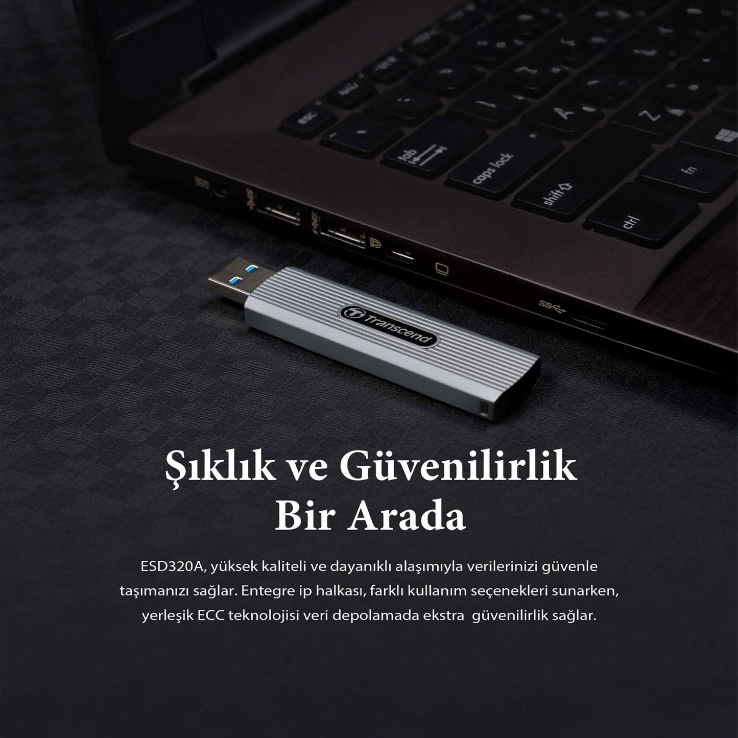 Transcend USB 10Gbps 1050/950MB/s Gizlenebilir Başlıklı Taşınabilir Metal Kasa SSD