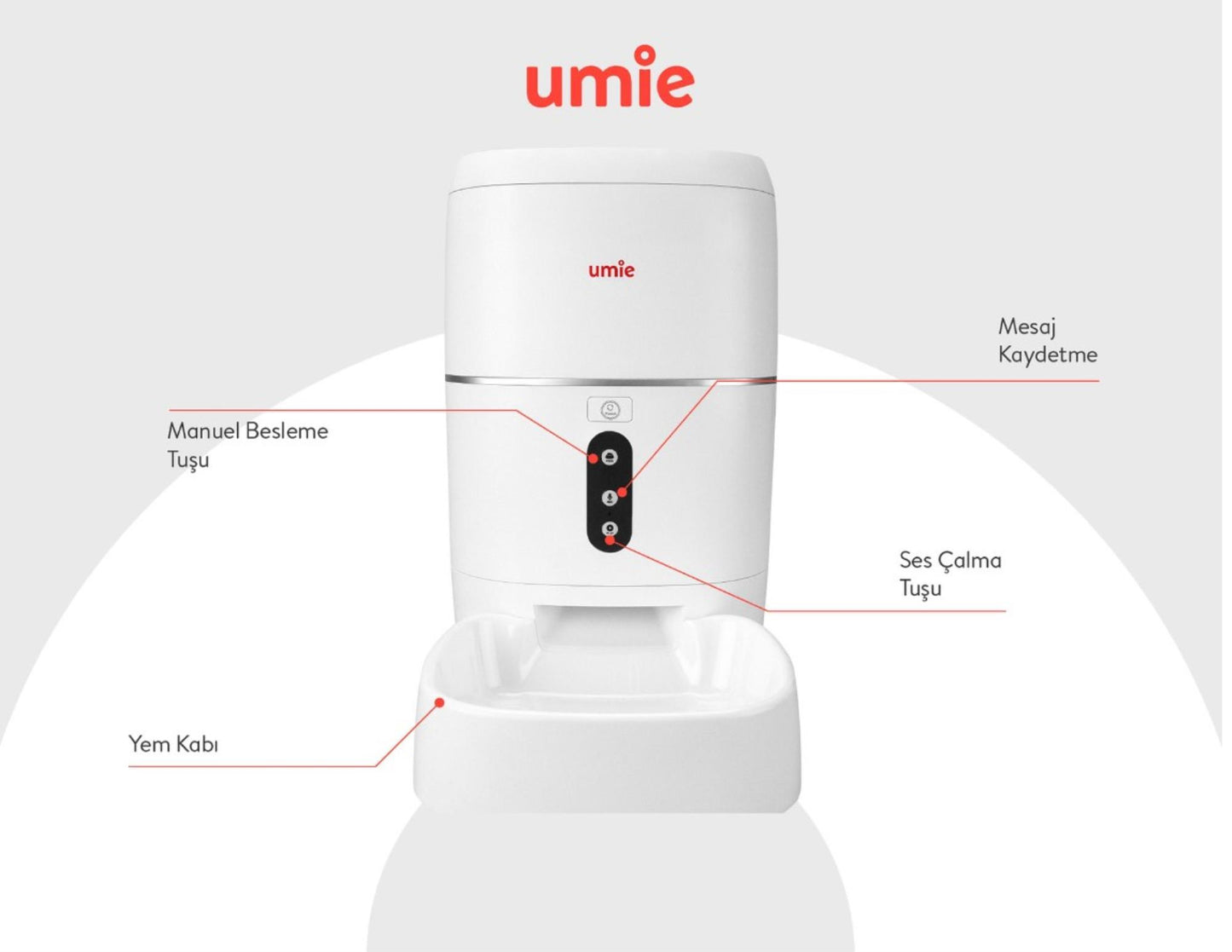 UMIE UM-PF2021A Otomatik Yem Kabı Sesli Mesajlı 6L Wifi Tuya Destekli Akıllı Kedi Köpek Besleyici