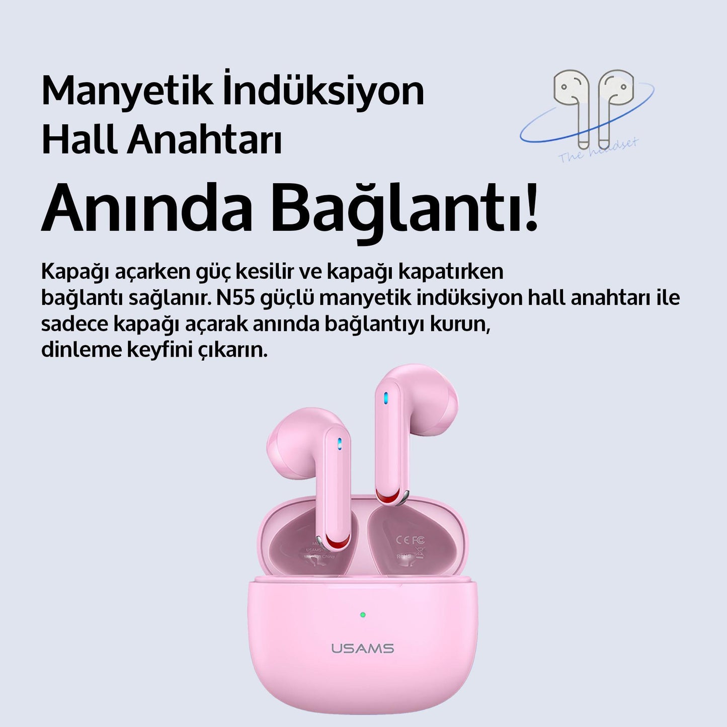 Usams NX10 Çift Mikrofonlu BT5.2 TWS Bluetooth Kulaklık