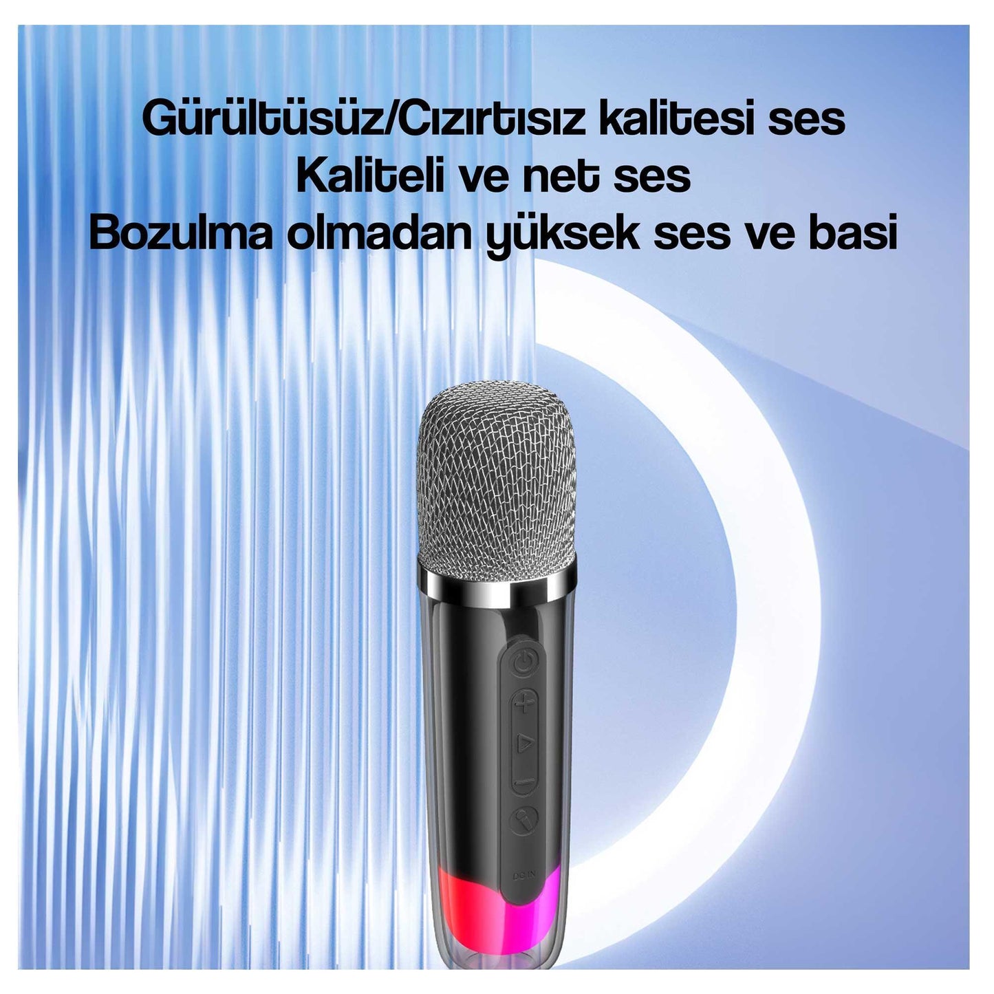Usams Şarjlı Taşınabilir RGB BT5.3 360 Derece Stereo Bluetooth Hoparlör ve Kareoke Mikrofonu