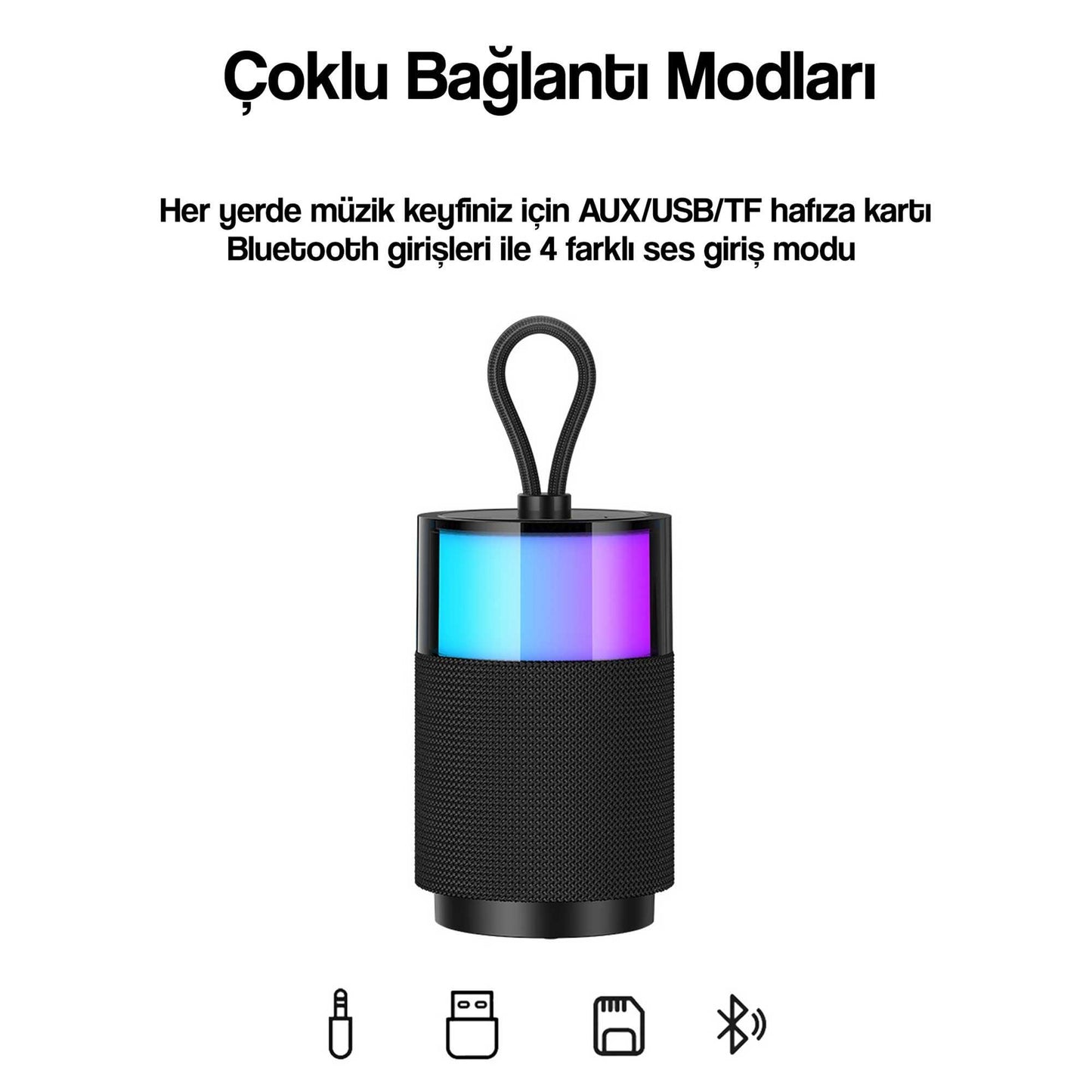 Usams Şarjlı Taşınabilir RGB BT5.3 360 Derece Stereo Bluetooth Hoparlör ve Kareoke Mikrofonu