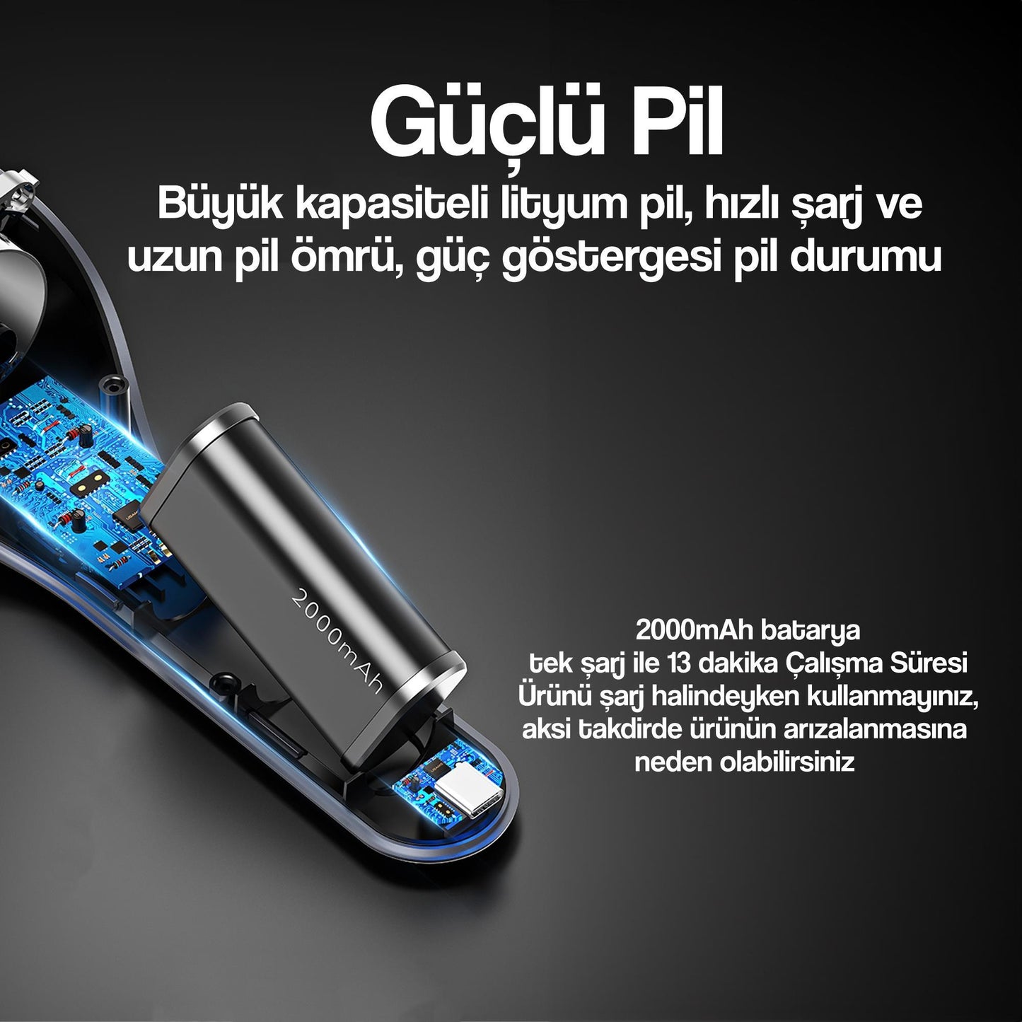 Usams Taşınabilir Ultra Güçlü 2000mah 5500Pa Çok Amaçlı Şarjlı Mini El Araç Süpürgesi ZB108