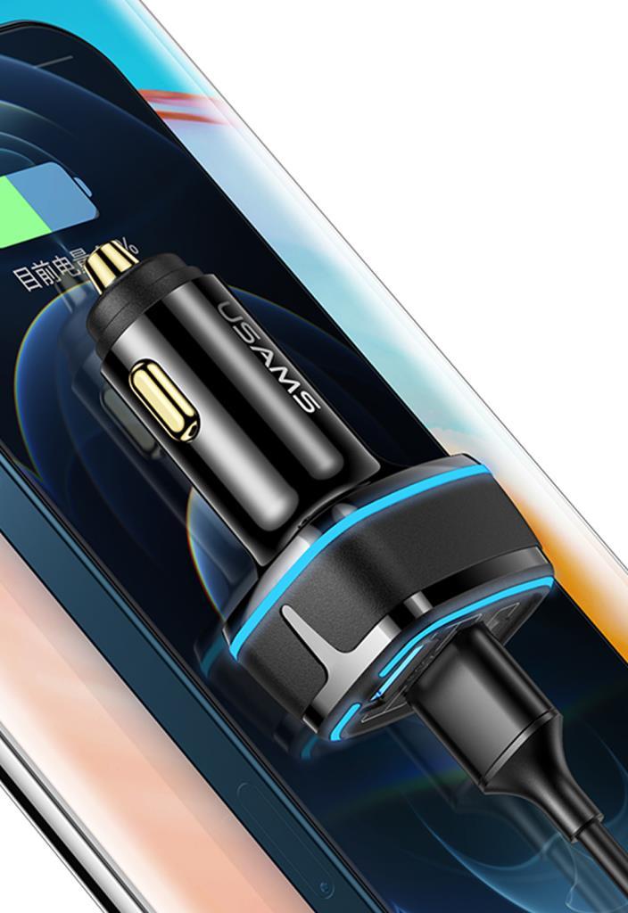 Usams US-CC126 PD Type-C + 2xUSB-A 80W Çakmaklık Hızlı Şarj Cihazı