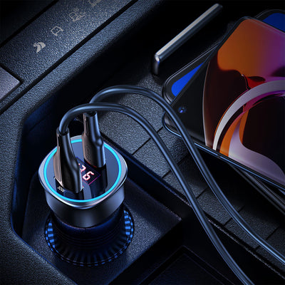 Usams US-CC146 95W (Type-C+USB) Çift Bağlantı Noktalı Hızlı Araç Şarj Soketi-Gri