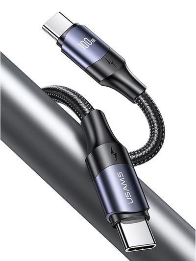 Usams US-SJ524 Örgülü 1.2m Type-C to Type-C 100w PD Hızlı Şarj ve Data Kablosu
