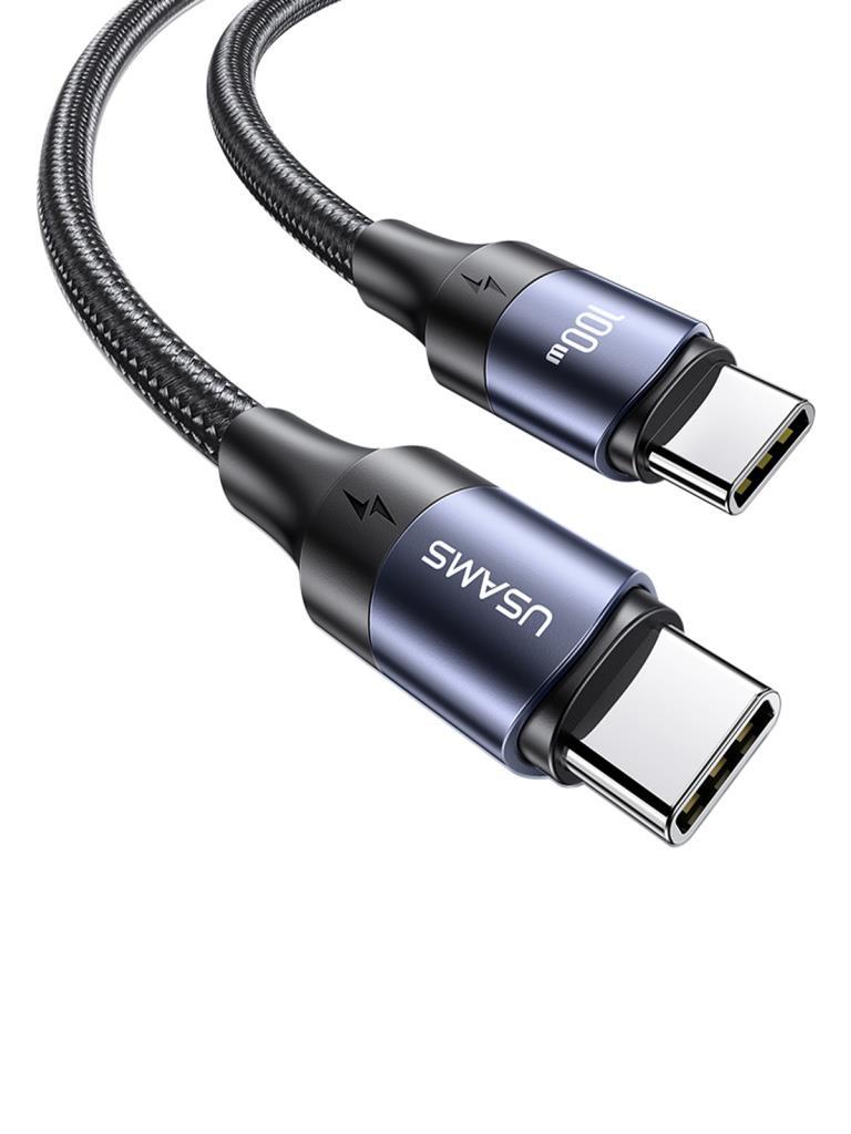 Usams US-SJ524 Örgülü 1.2m Type-C to Type-C 100w PD Hızlı Şarj ve Data Kablosu
