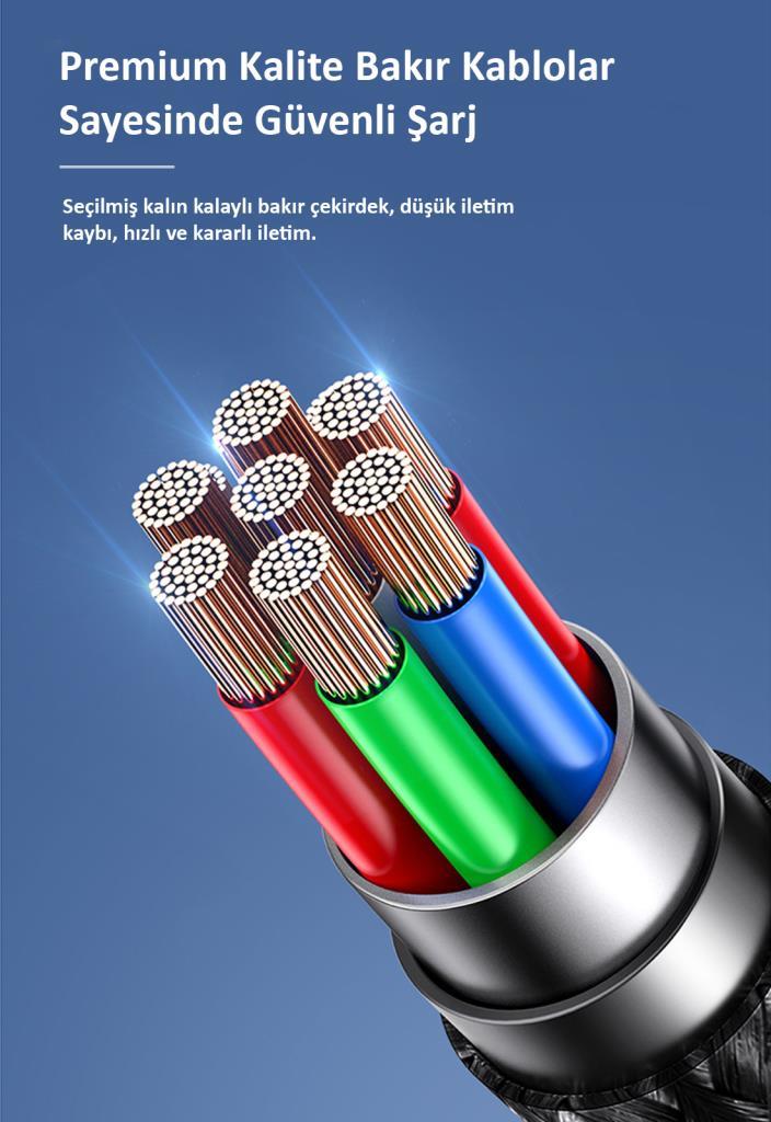 Usams US-SJ547 USB+Type-C To Type-C+Lightning+MicroUSB,1.2m 6 in 1 PD Hızlı Şarj ve Data Kablosu