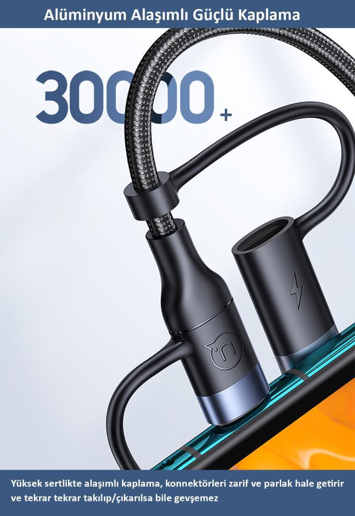 Usams US-SJ547 USB+Type-C To Type-C+Lightning+MicroUSB,1.2m 6 in 1 PD Hızlı Şarj ve Data Kablosu