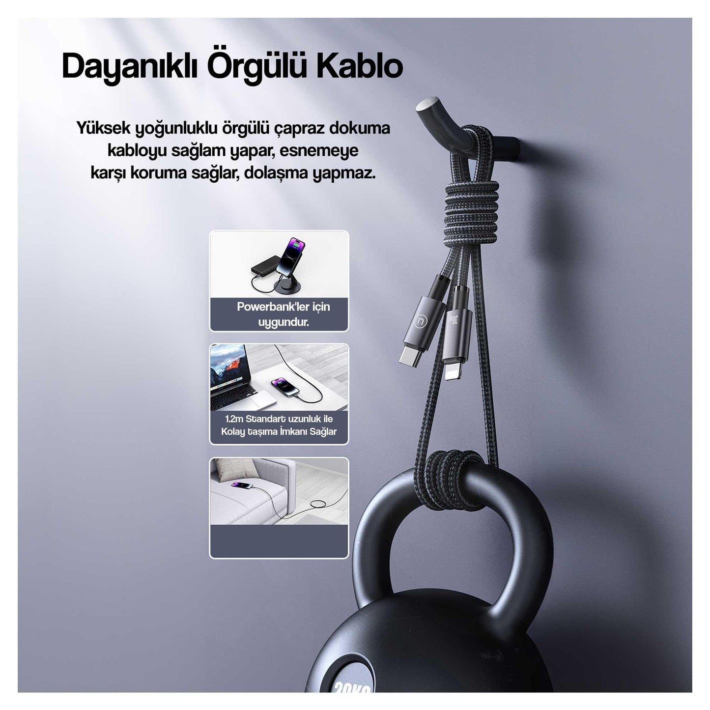Usams US-SJ662 1.2m PD 30W Type-C to Lightning iPhone Hızlı Şarj ve Data Kablosu