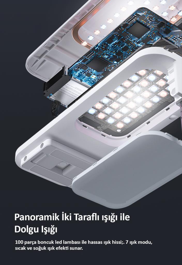 Usams US-ZB209 Online Ders ve Yayın için Ledli,Monopodlu,Kumandalı,Şarjlı Taşınabilir Telefon Standı