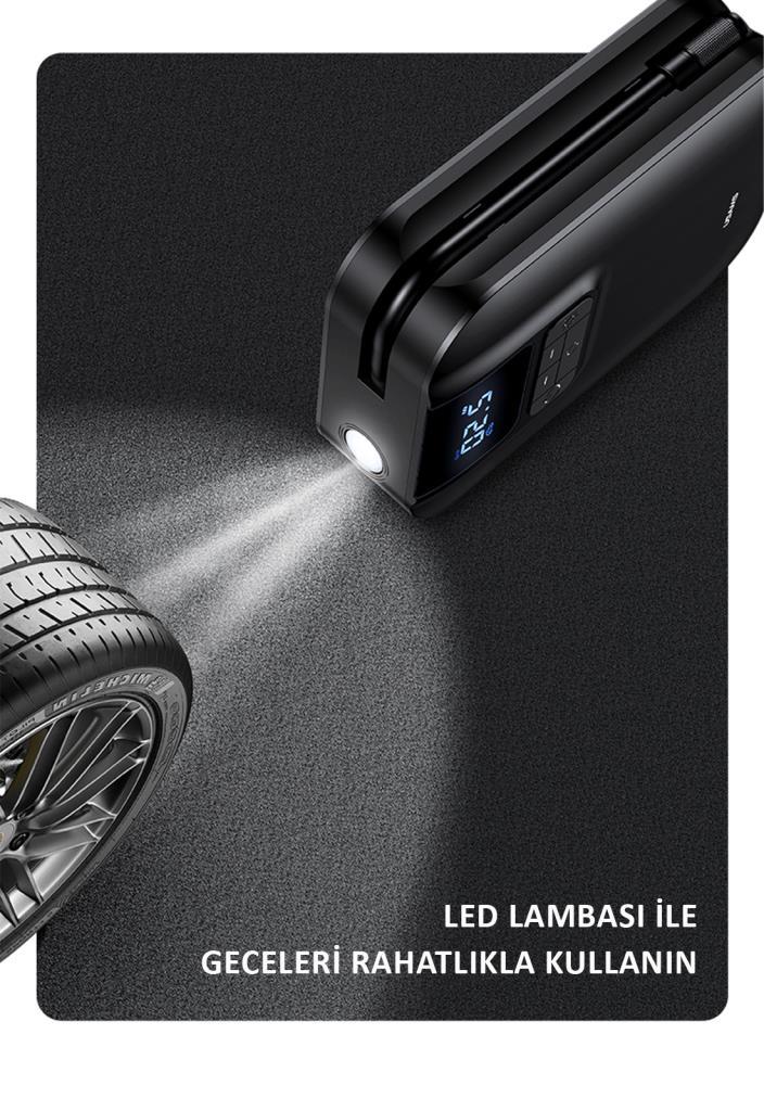 Usams US-ZB215 350PSI 5000mah Şarjlı Çok Amaçlı Taşınabilir Hava Pompası