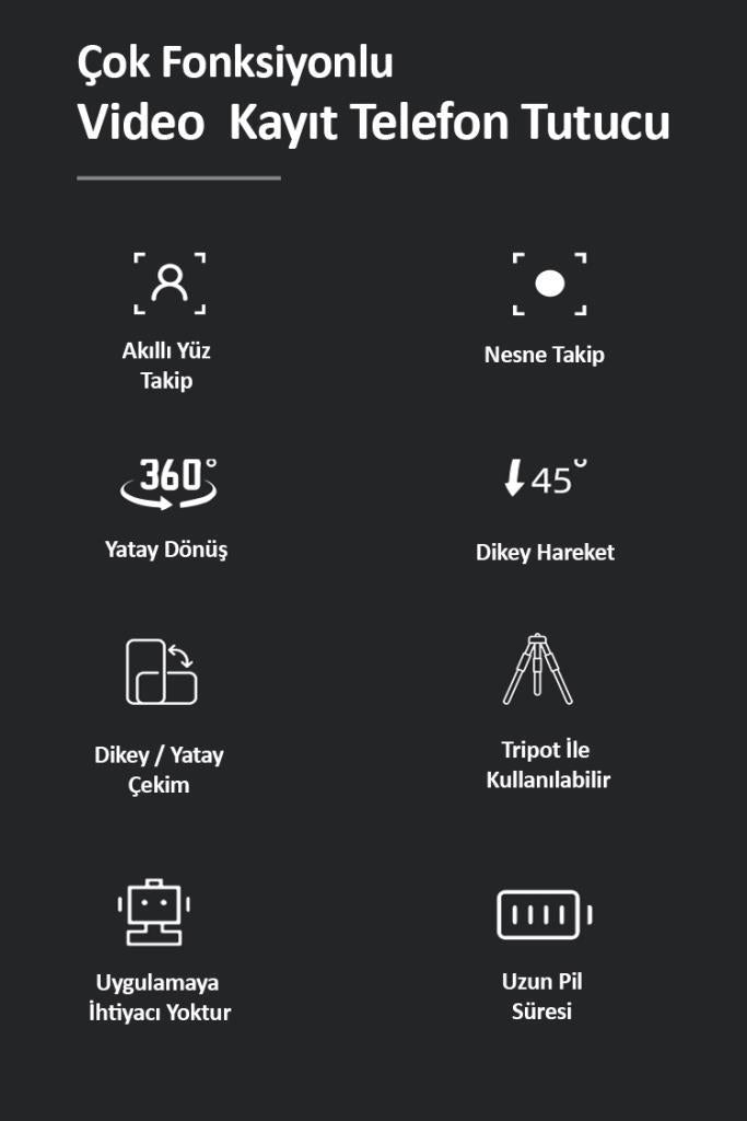 Usams US-ZB239 Smart 360° Yüz ve Vucut Takipli Şarjlı Yapay Zeka Destekli Canlı Yayın Telefon Gimbal