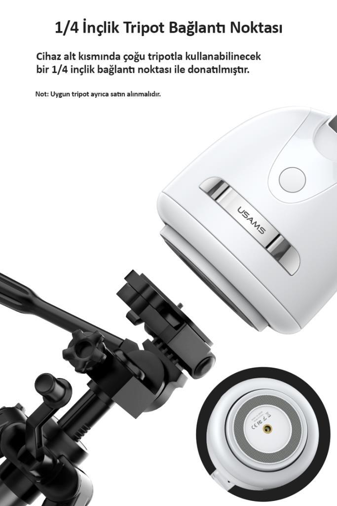 Usams US-ZB239 Smart 360° Yüz ve Vucut Takipli Şarjlı Yapay Zeka Destekli Canlı Yayın Telefon Gimbal
