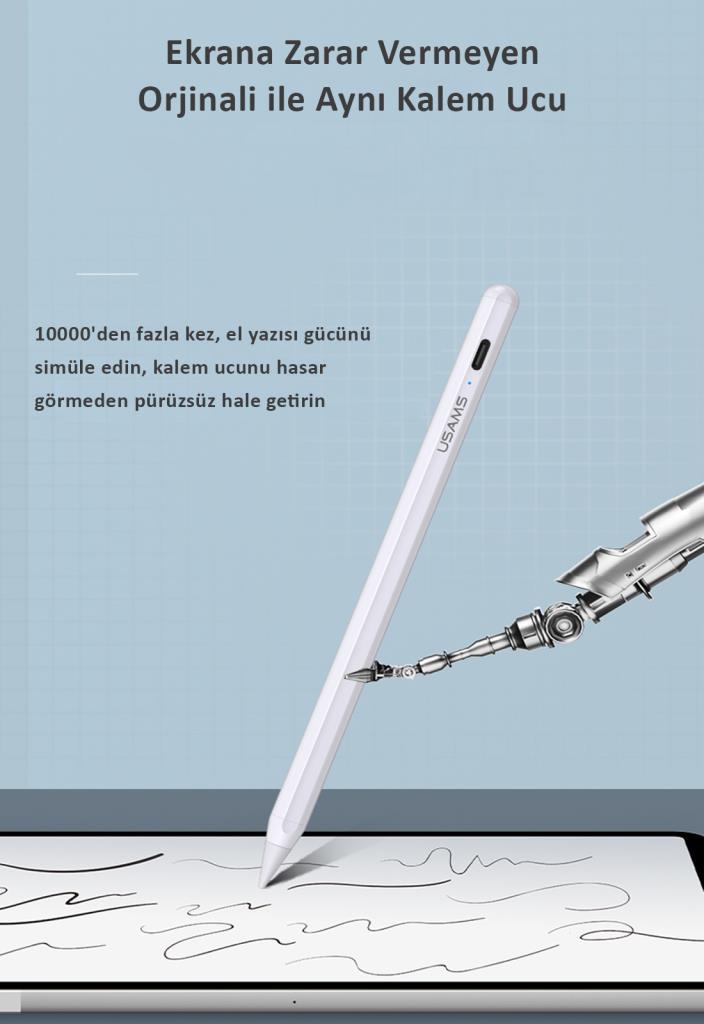 Usams US-ZB223 2018-2021 iPad/iPadpro Uyumlu,Tilt-Sensitive Stylus Pen Apple Lisanslı Kalem
