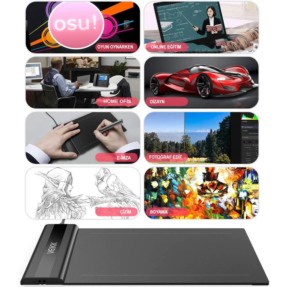 Veikk S640 6 x 4" 8192 Levels 5080 LPI Grafik Tablet + Kalem